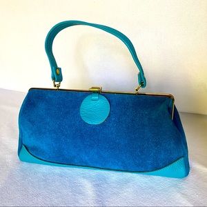 Vintage Teal Blue Leather Purse by Margolin
